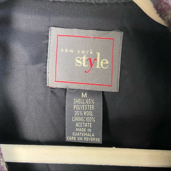 New York Style Plaid Motto Style Cropped Jacket - Picture 3 of 5